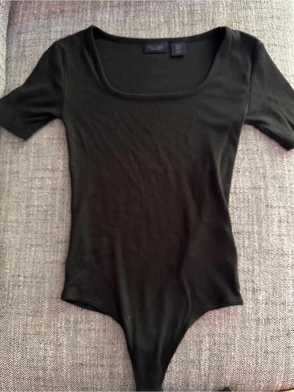 RACHEL Rachel Roy Black Scoop Neck Short Sleeve Bodysuit